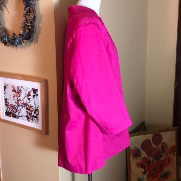 COLDWATER CREEK Size 20-22 Pink 1-Button Blazer Cotton Stretch Vibrant $118 NEW - Picture 2 of 12